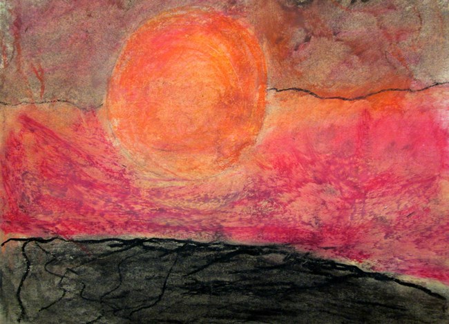 Sunset. Claire L. 4th Grade. Oil Pastels. 2014-2015.